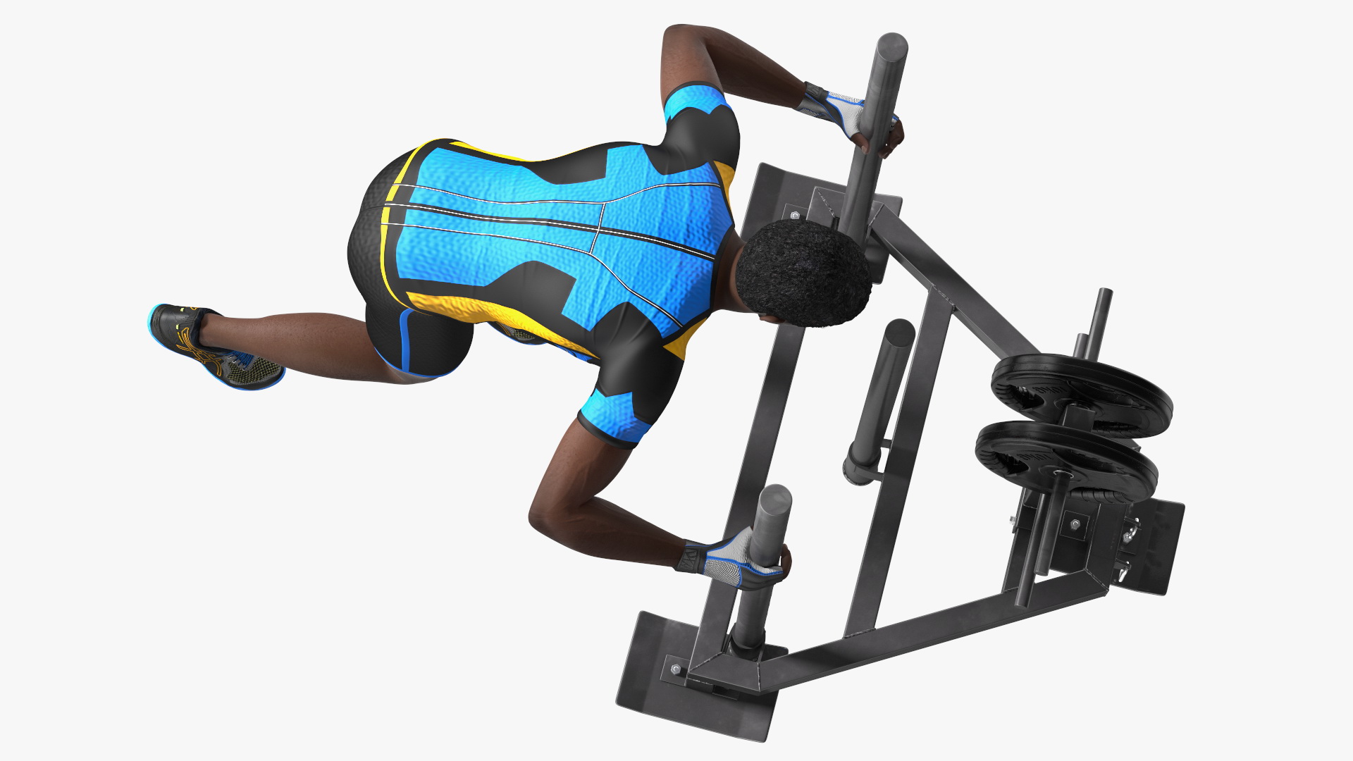 African American Athlete with Prowler Sled 3D