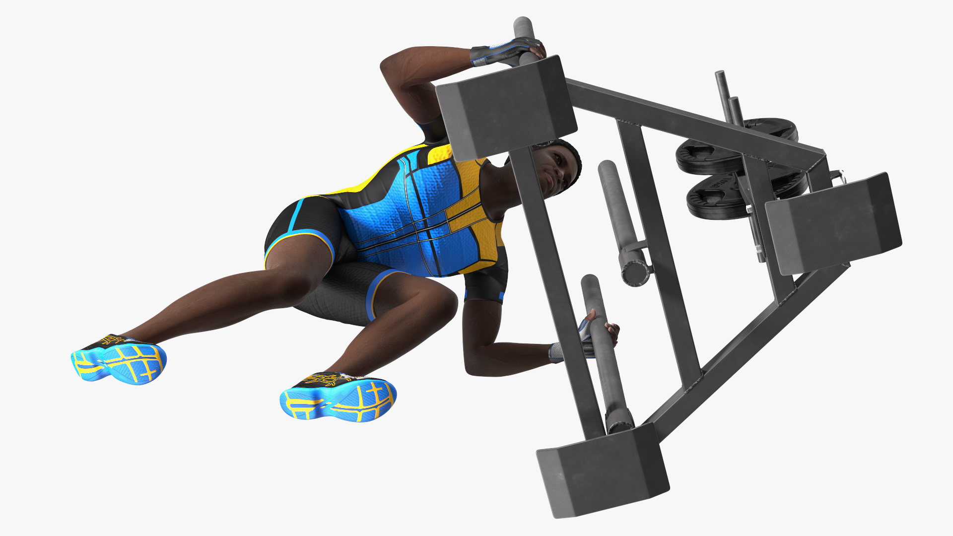 African American Athlete with Prowler Sled 3D