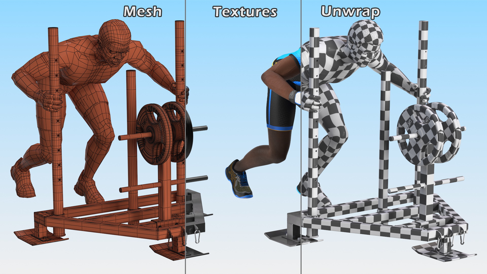 African American Athlete with Prowler Sled 3D