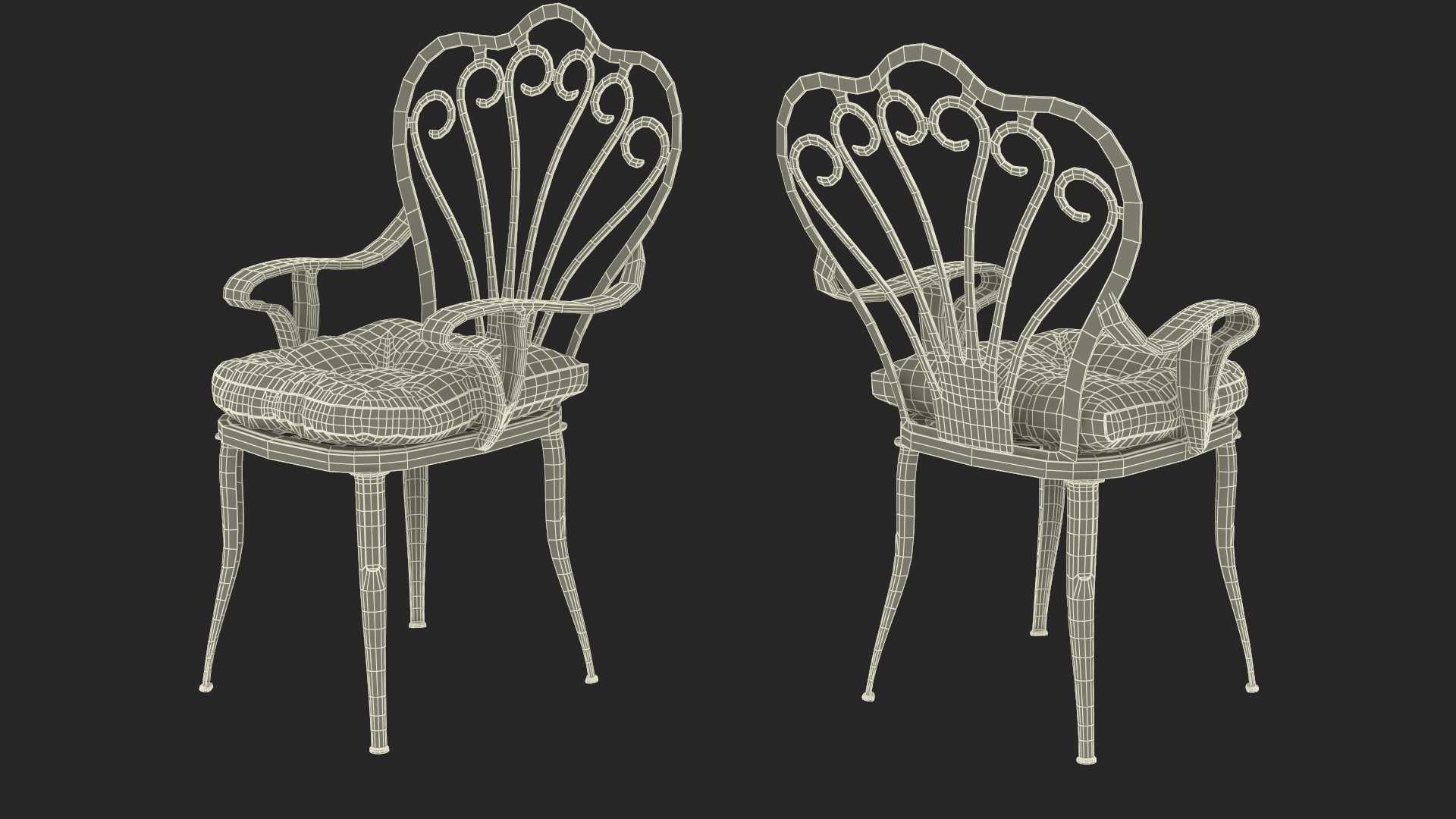 3D model Garden Chair with Seat Cushion