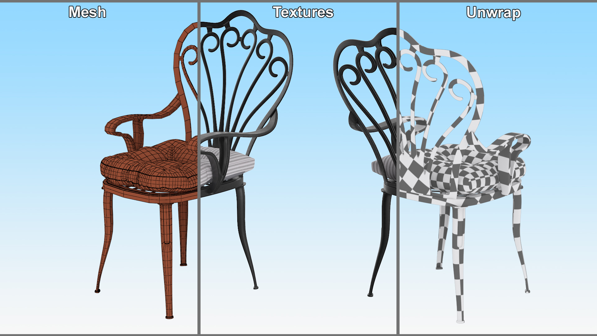 3D model Garden Chair with Seat Cushion