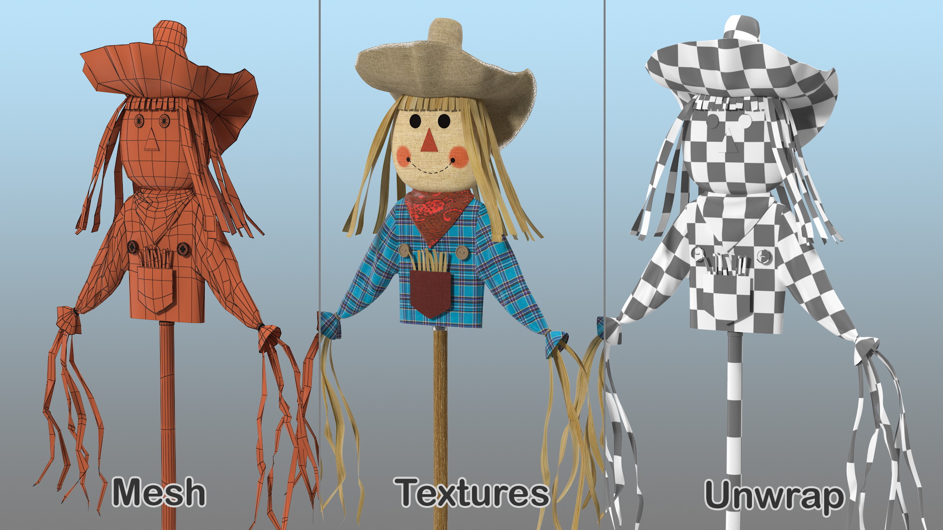 Halloween Harvest Scarecrow Decoration Scarecrow Stick 3D model