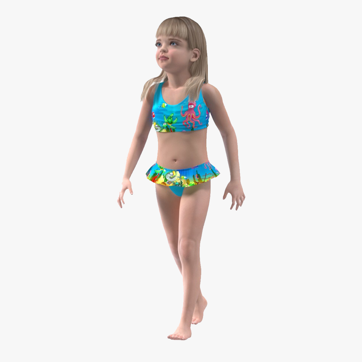 3D Child Girl Beach Style Rigged for Maya model