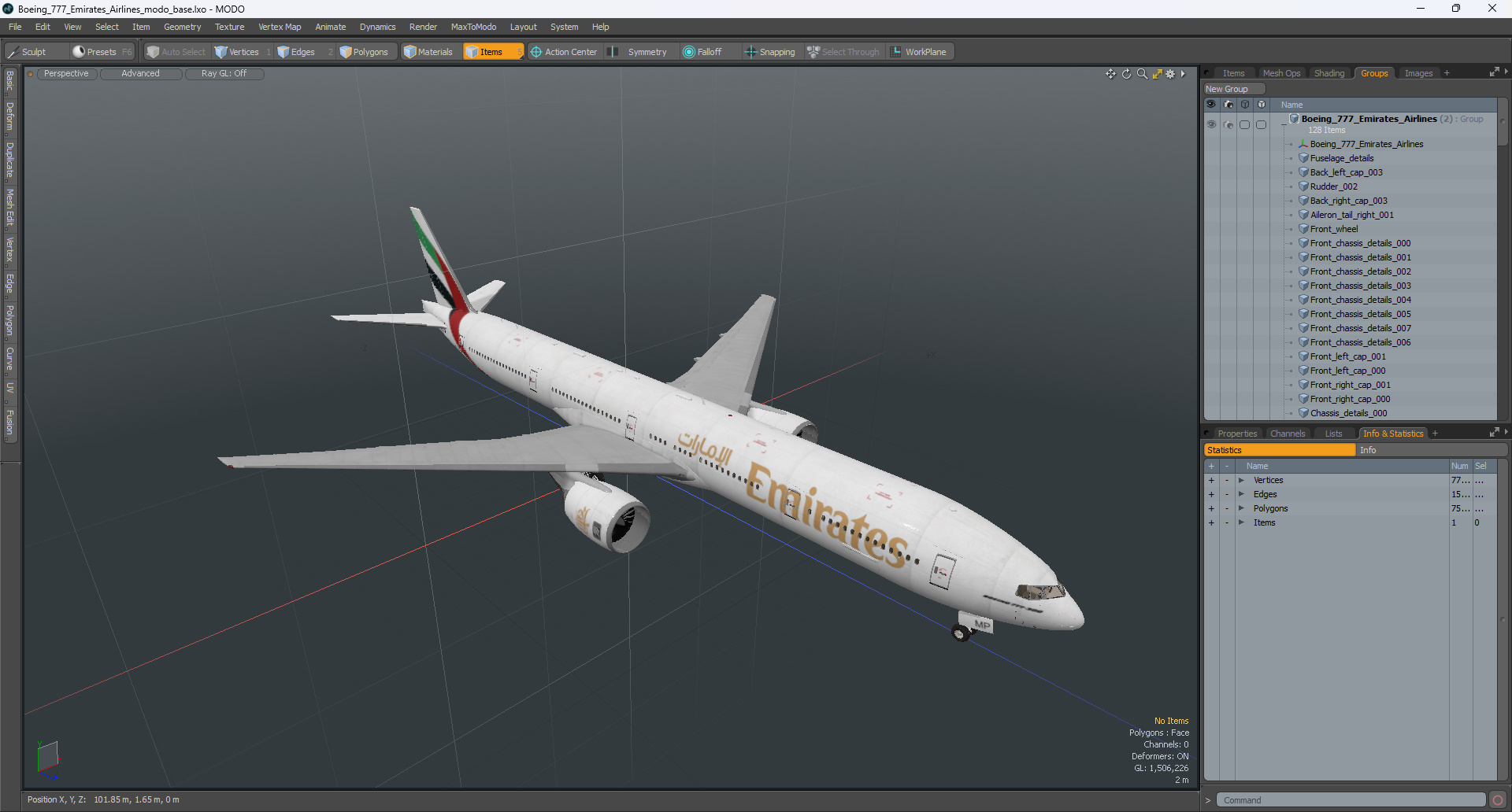 3D Boeing 777 Emirates Airlines model