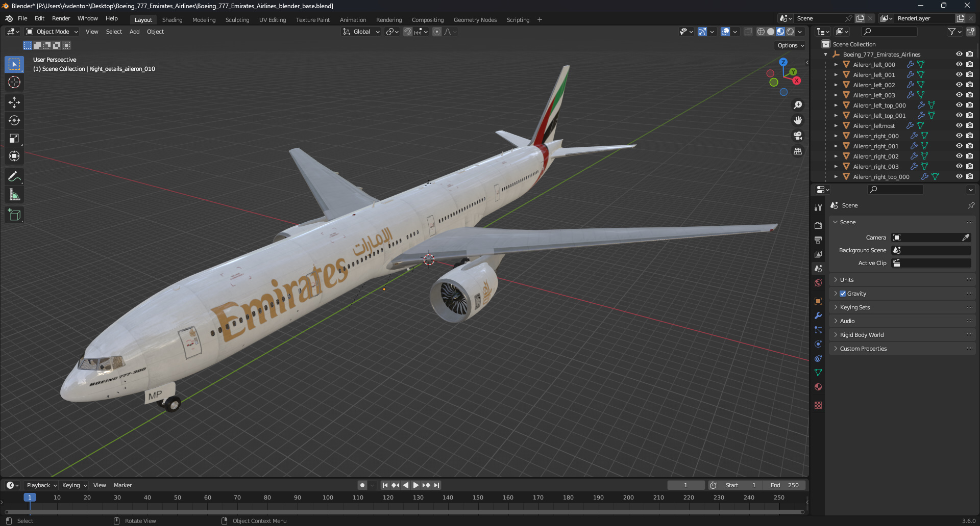 3D Boeing 777 Emirates Airlines model