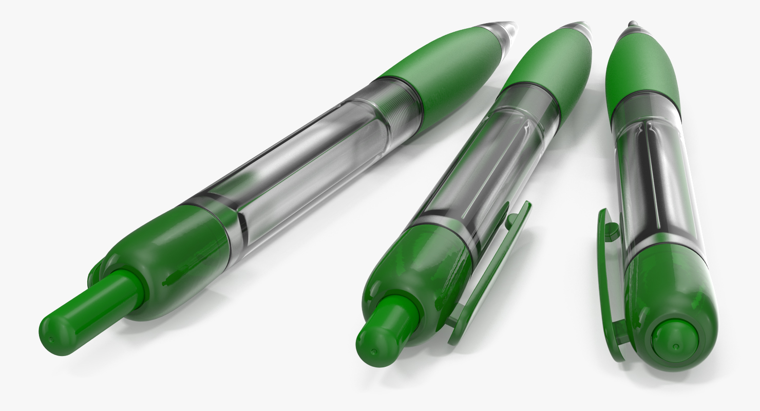 3D Retractable Ballpoint Pen Green