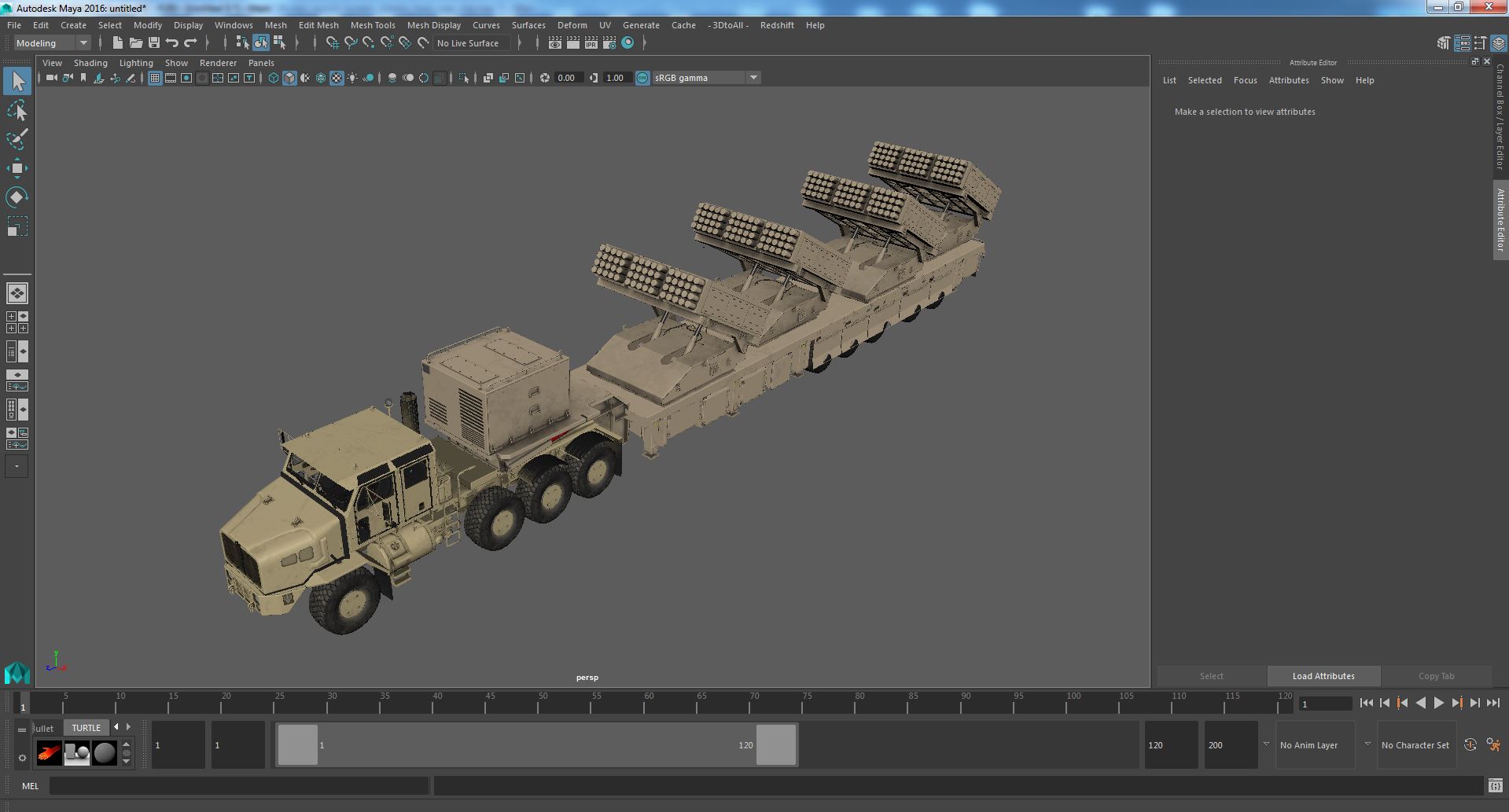 Military Transporter with Rocket Launch System Jobaria Sand 3D model