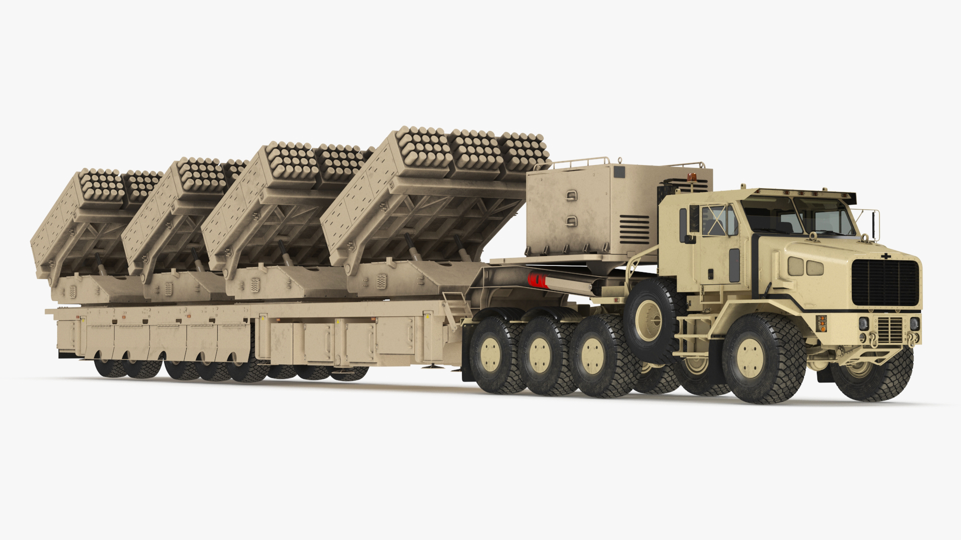 Military Transporter with Rocket Launch System Jobaria Sand 3D model