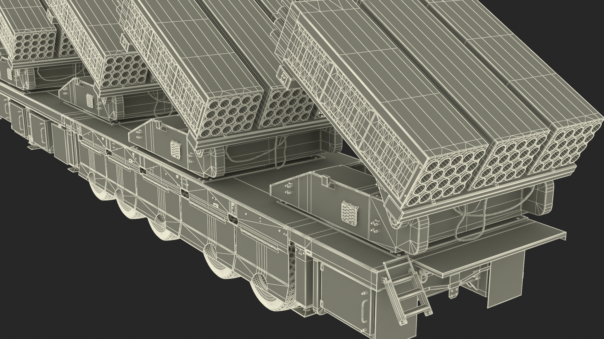 Military Transporter with Rocket Launch System Jobaria Sand 3D model