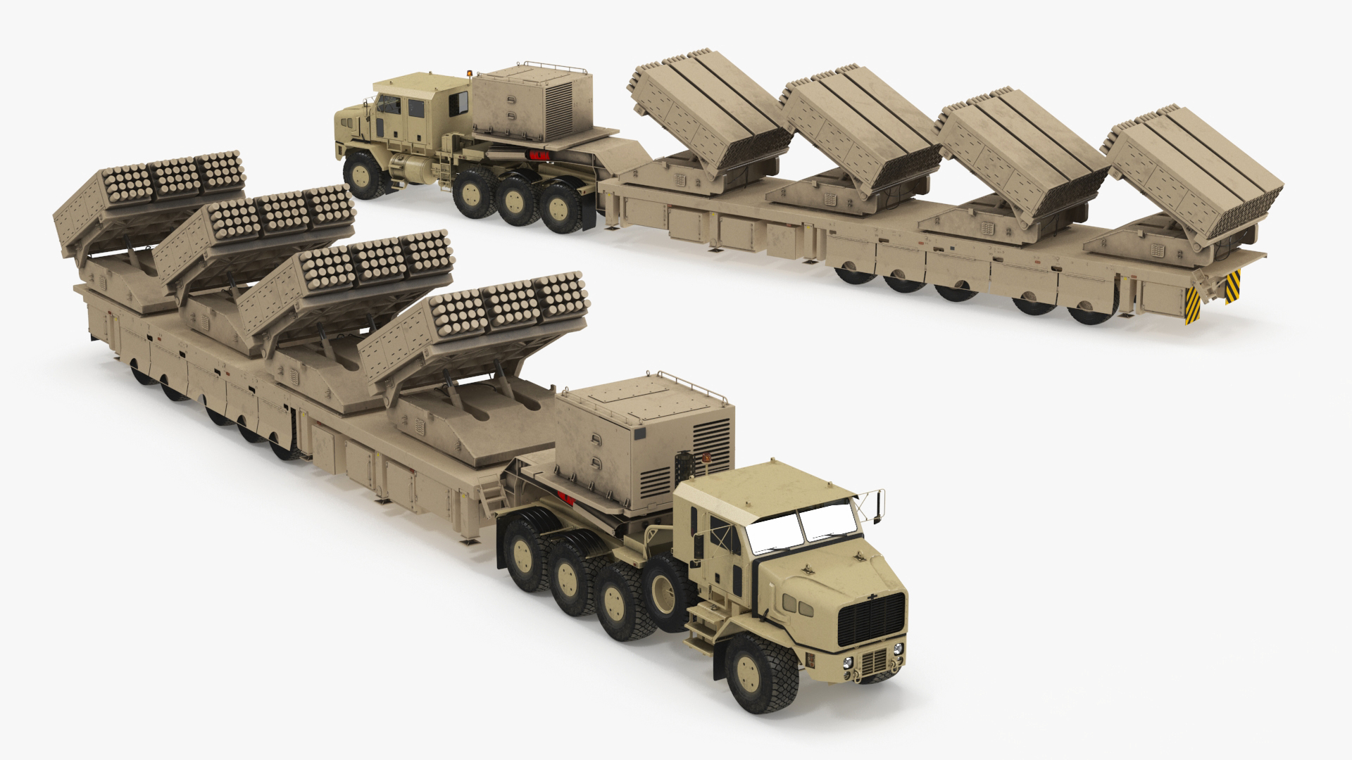 Military Transporter with Rocket Launch System Jobaria Sand 3D model