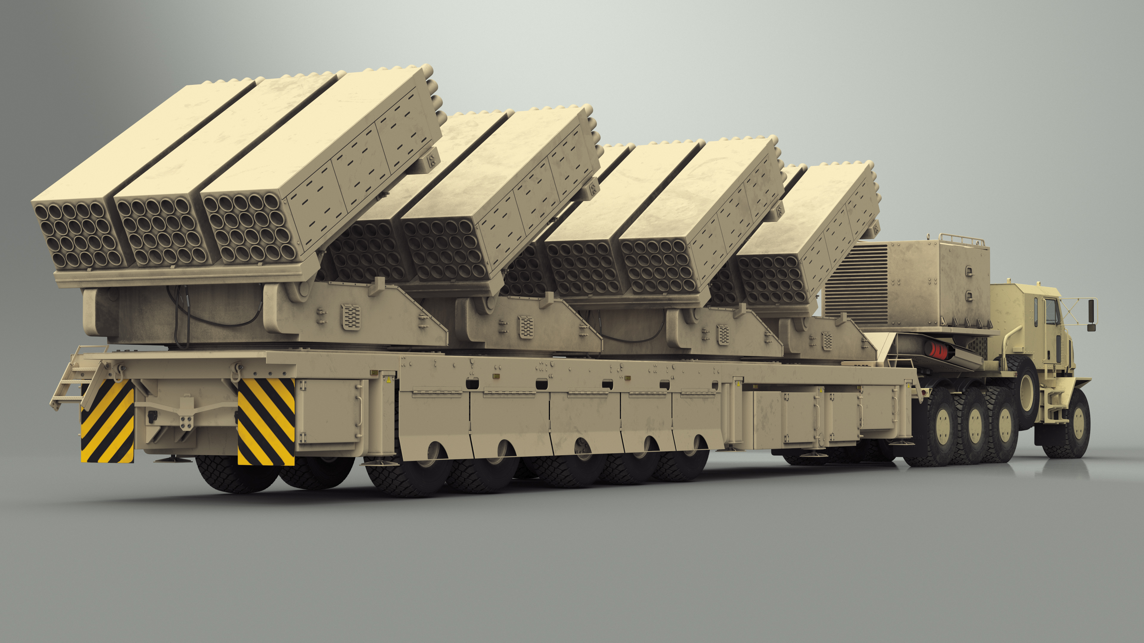 Military Transporter with Rocket Launch System Jobaria Sand 3D model