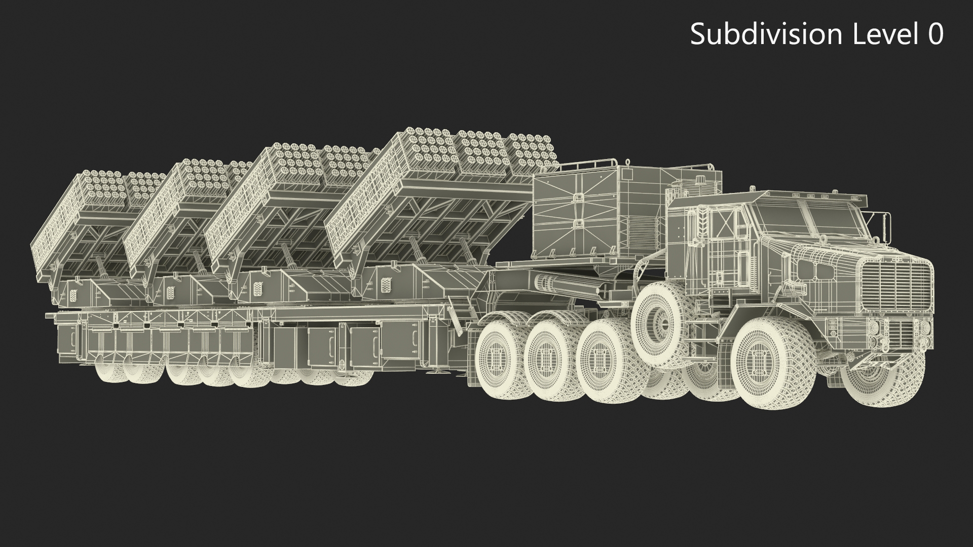 Military Transporter with Rocket Launch System Jobaria Sand 3D model