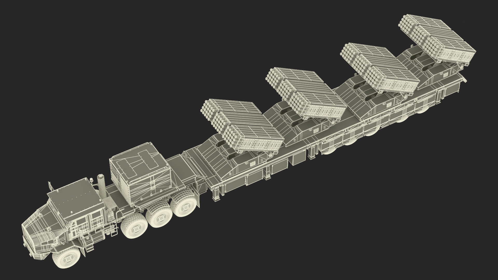 Military Transporter with Rocket Launch System Jobaria Sand 3D model