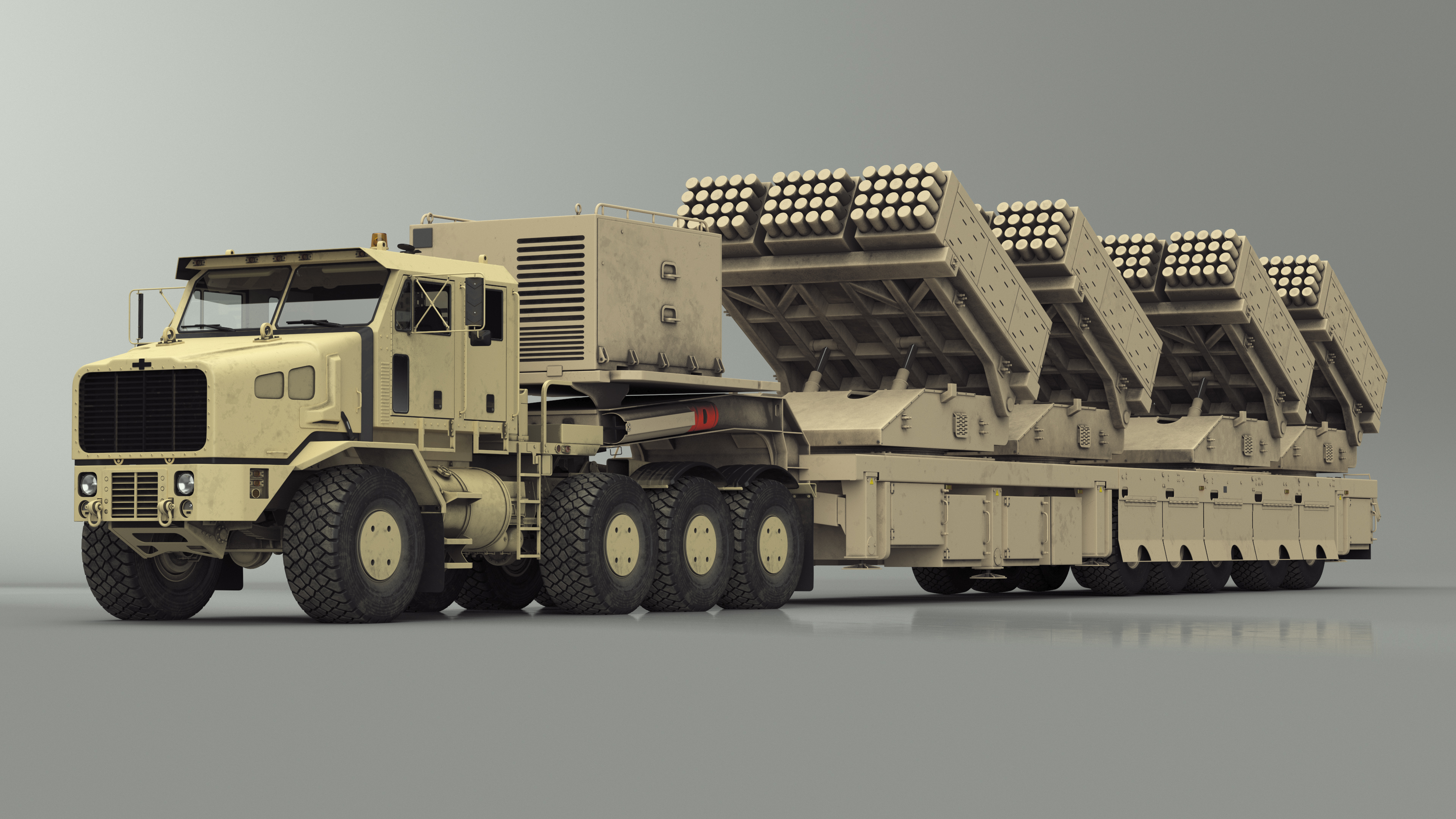 Military Transporter with Rocket Launch System Jobaria Sand 3D model