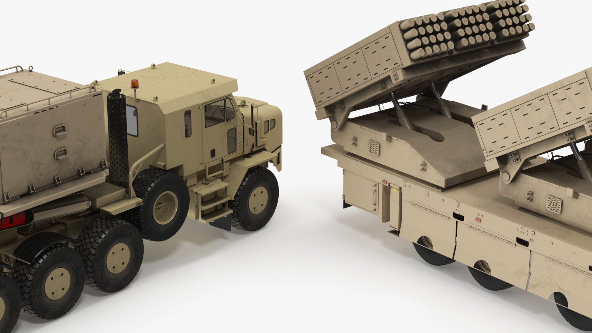 Military Transporter with Rocket Launch System Jobaria Sand 3D model