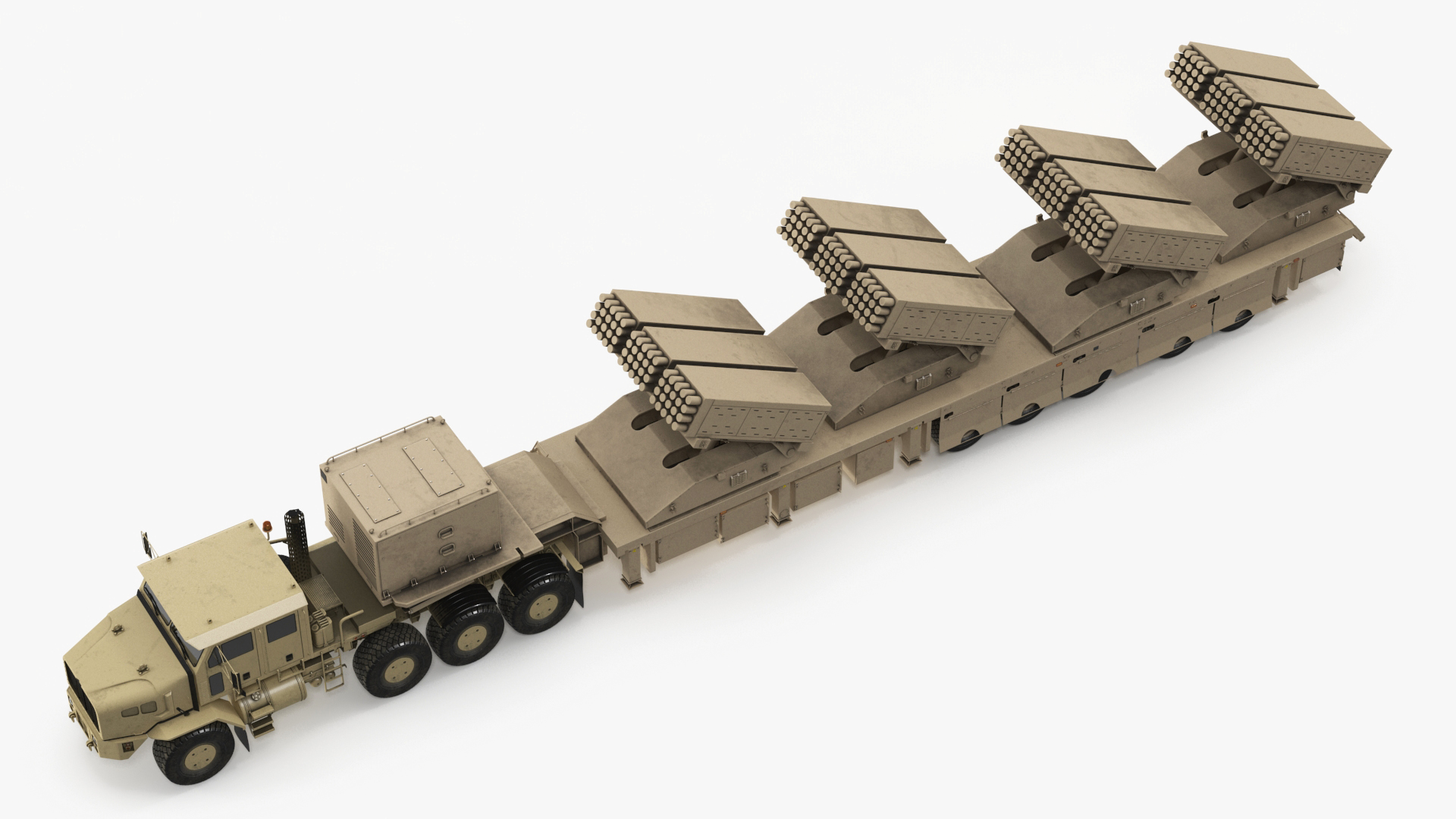 Military Transporter with Rocket Launch System Jobaria Sand 3D model