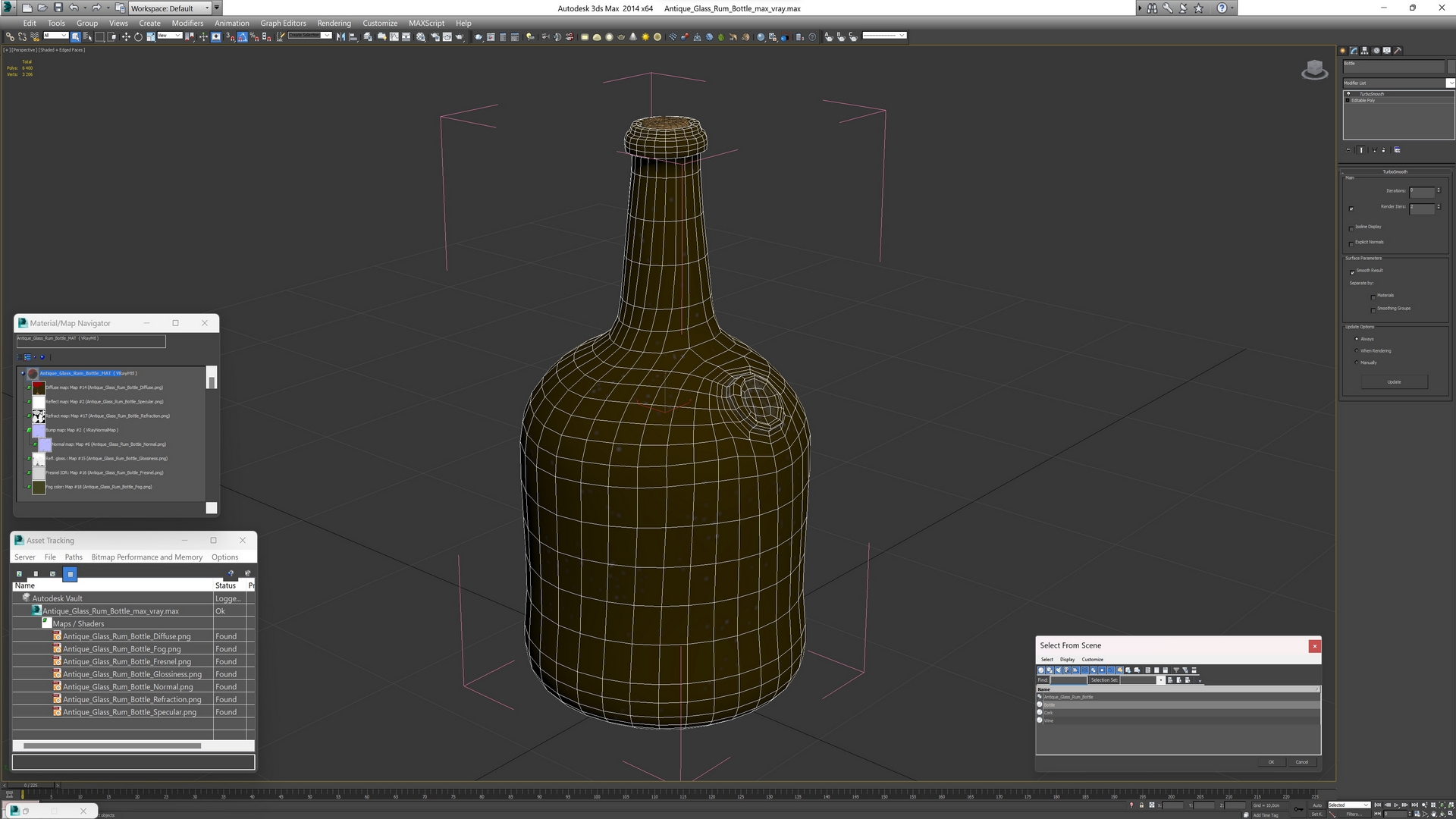 Antique Glass Rum Bottle 3D model