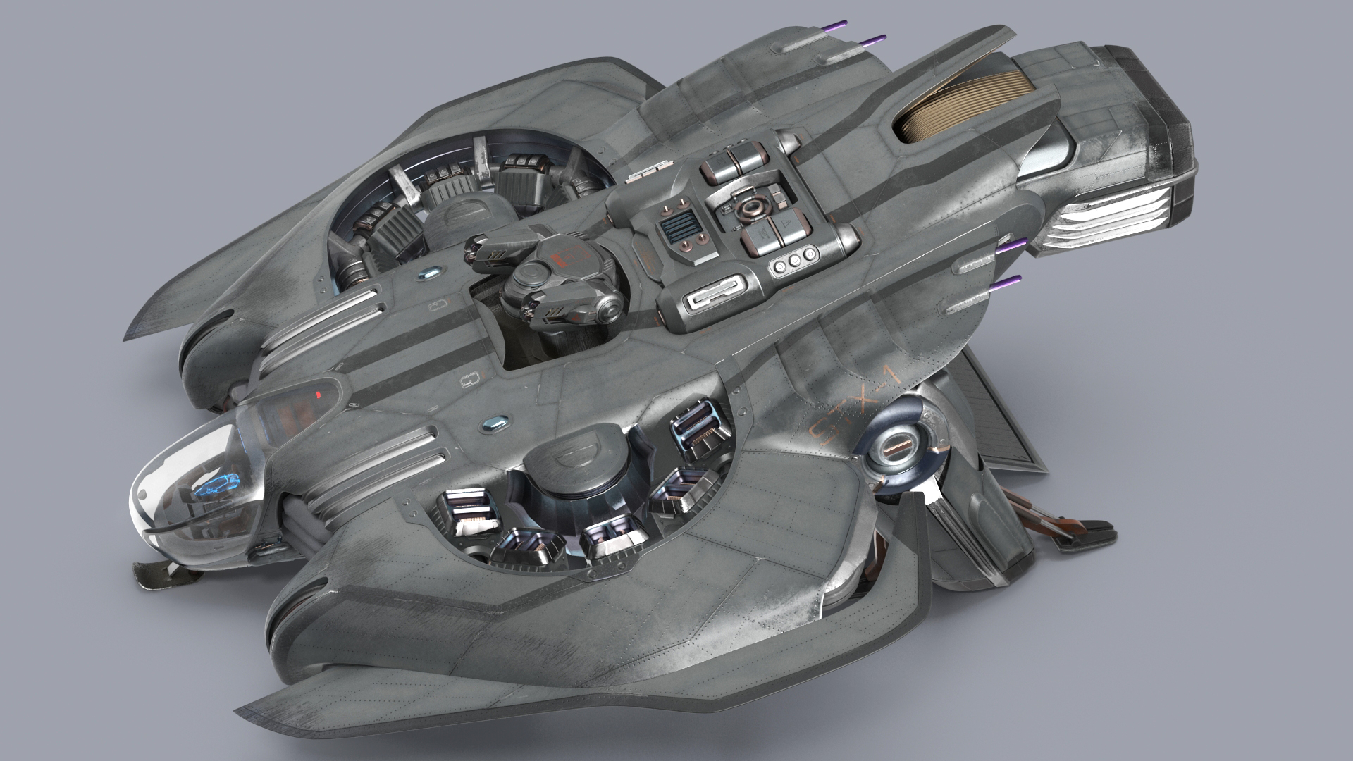 3D Futuristic Sci Fi Dropship Rigged model