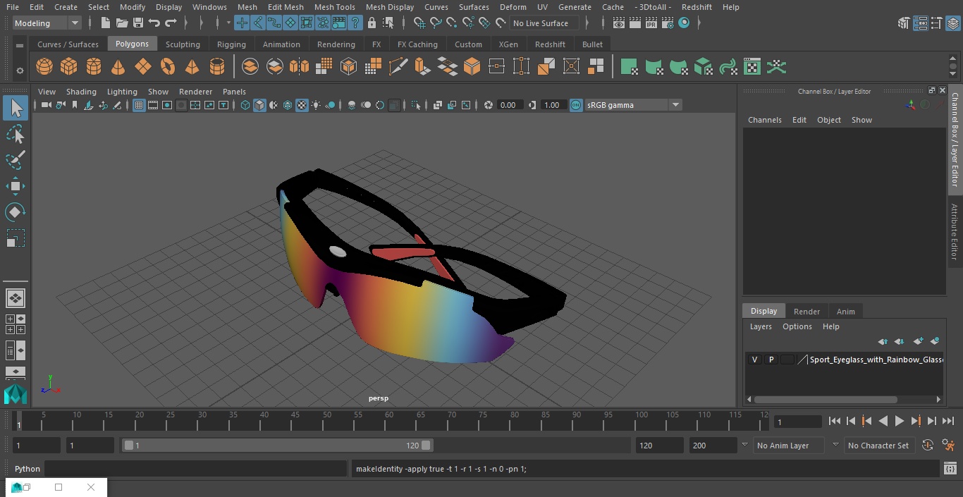 3D model Sport Eyeglass with Rainbow Glasses