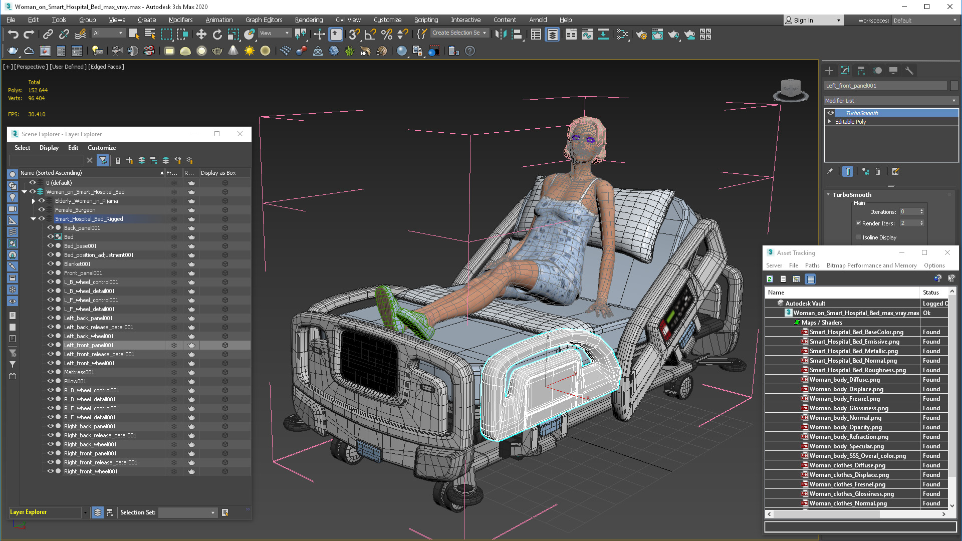 Woman on Smart Hospital Bed 3D