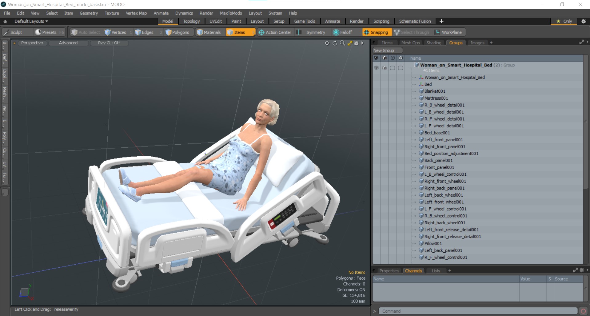 Woman on Smart Hospital Bed 3D