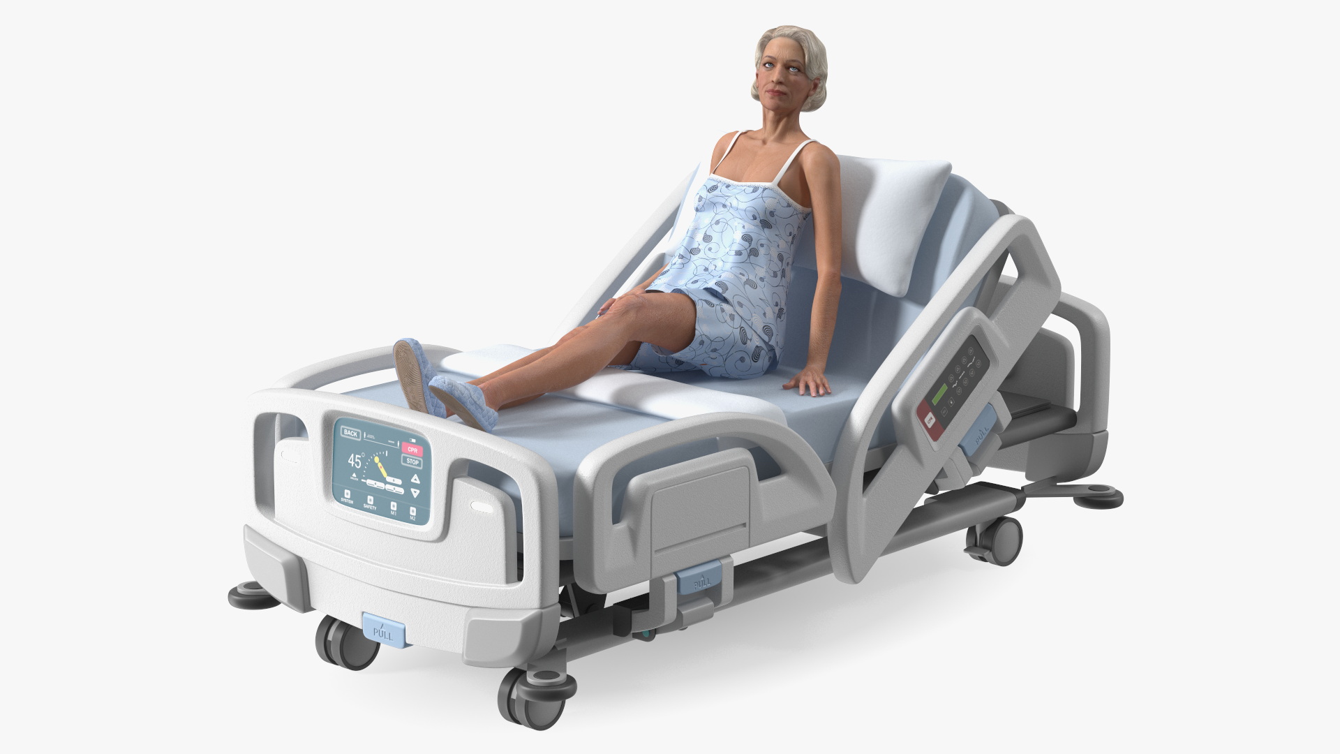 Woman on Smart Hospital Bed 3D