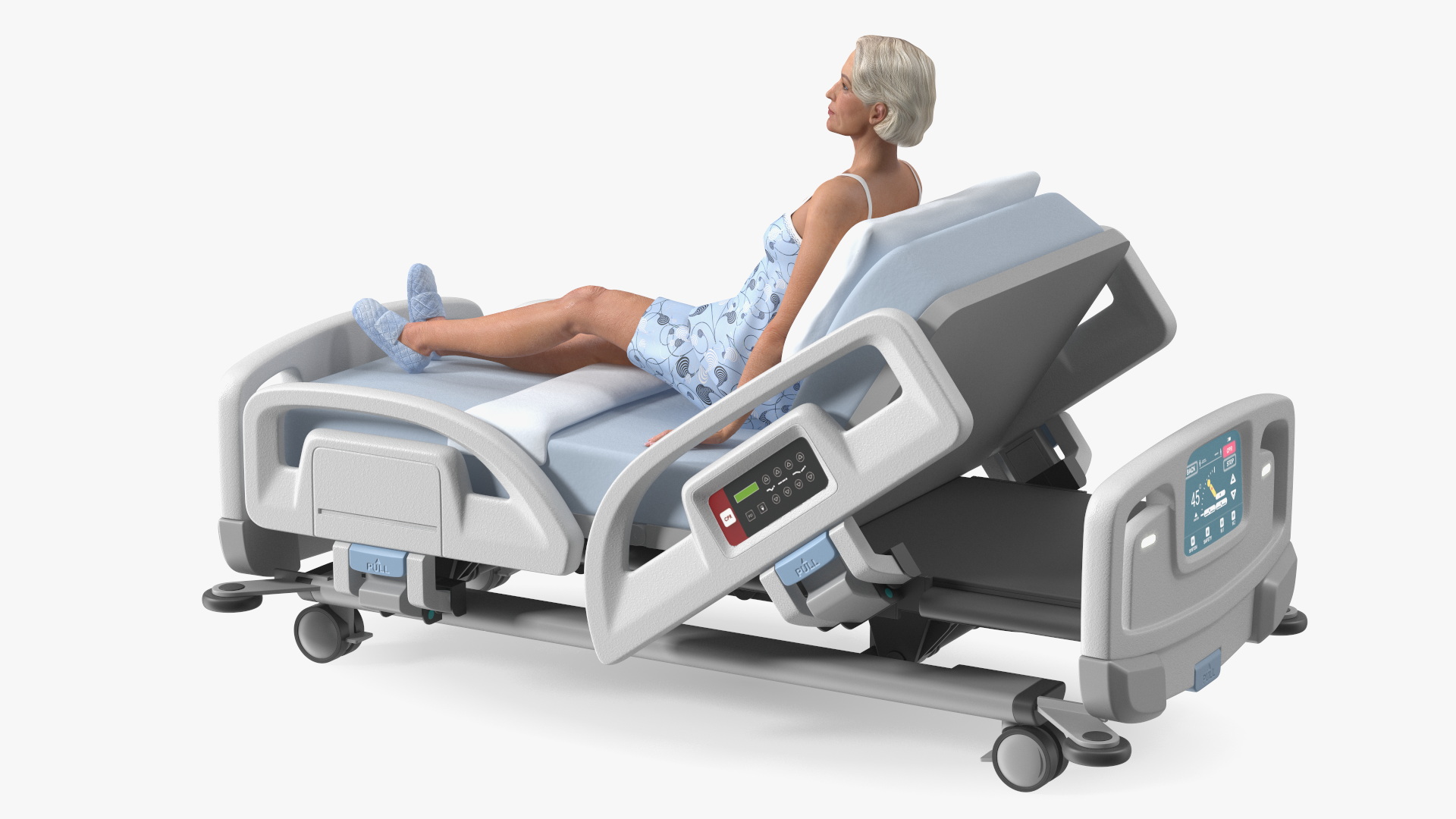 Woman on Smart Hospital Bed 3D