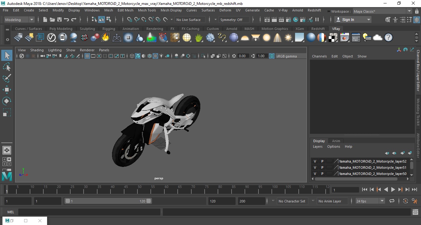 3D Yamaha MOTOROiD 2 Motorcycle model