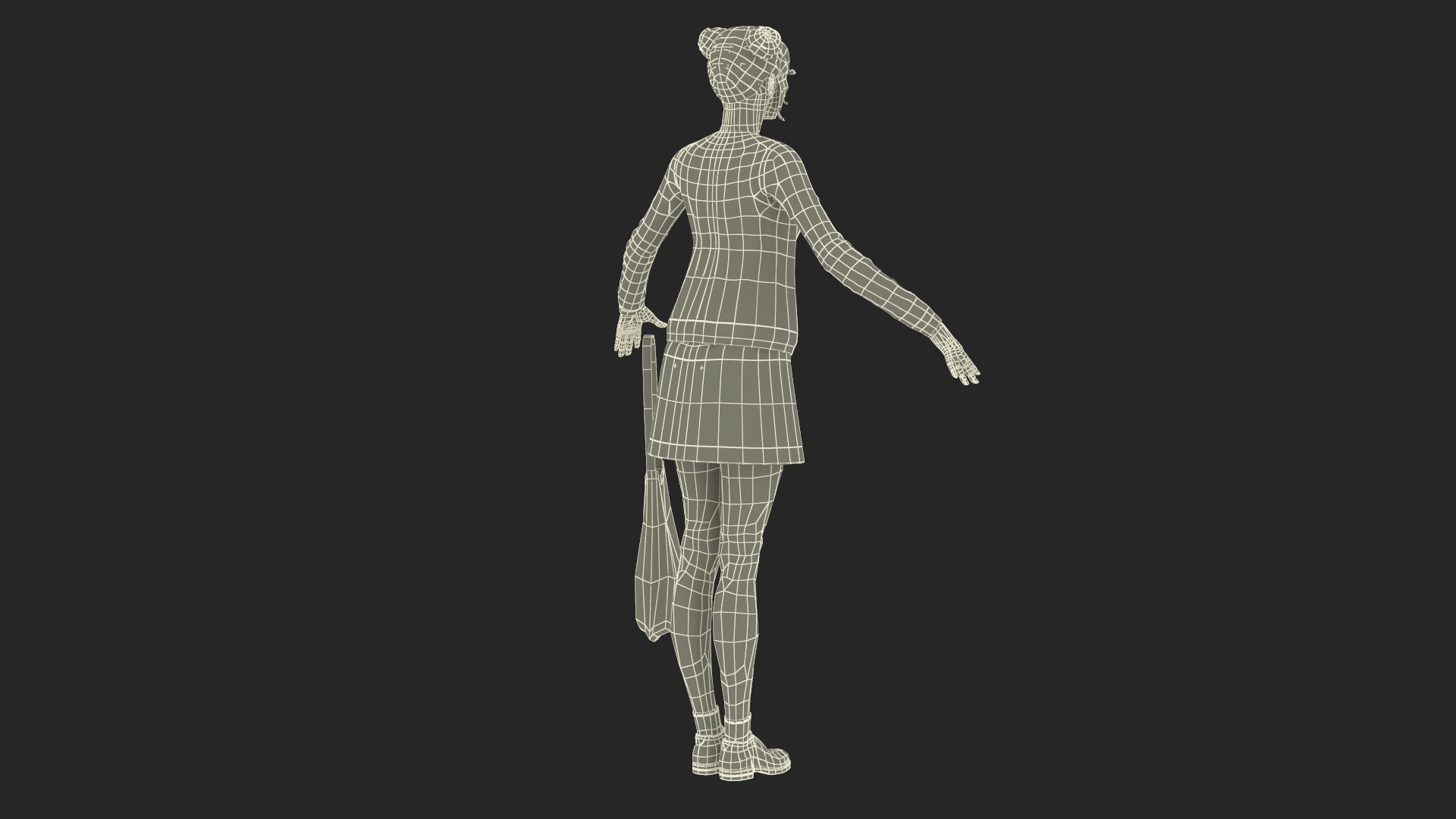 3D model Caucasian Woman T-pose with Handbag