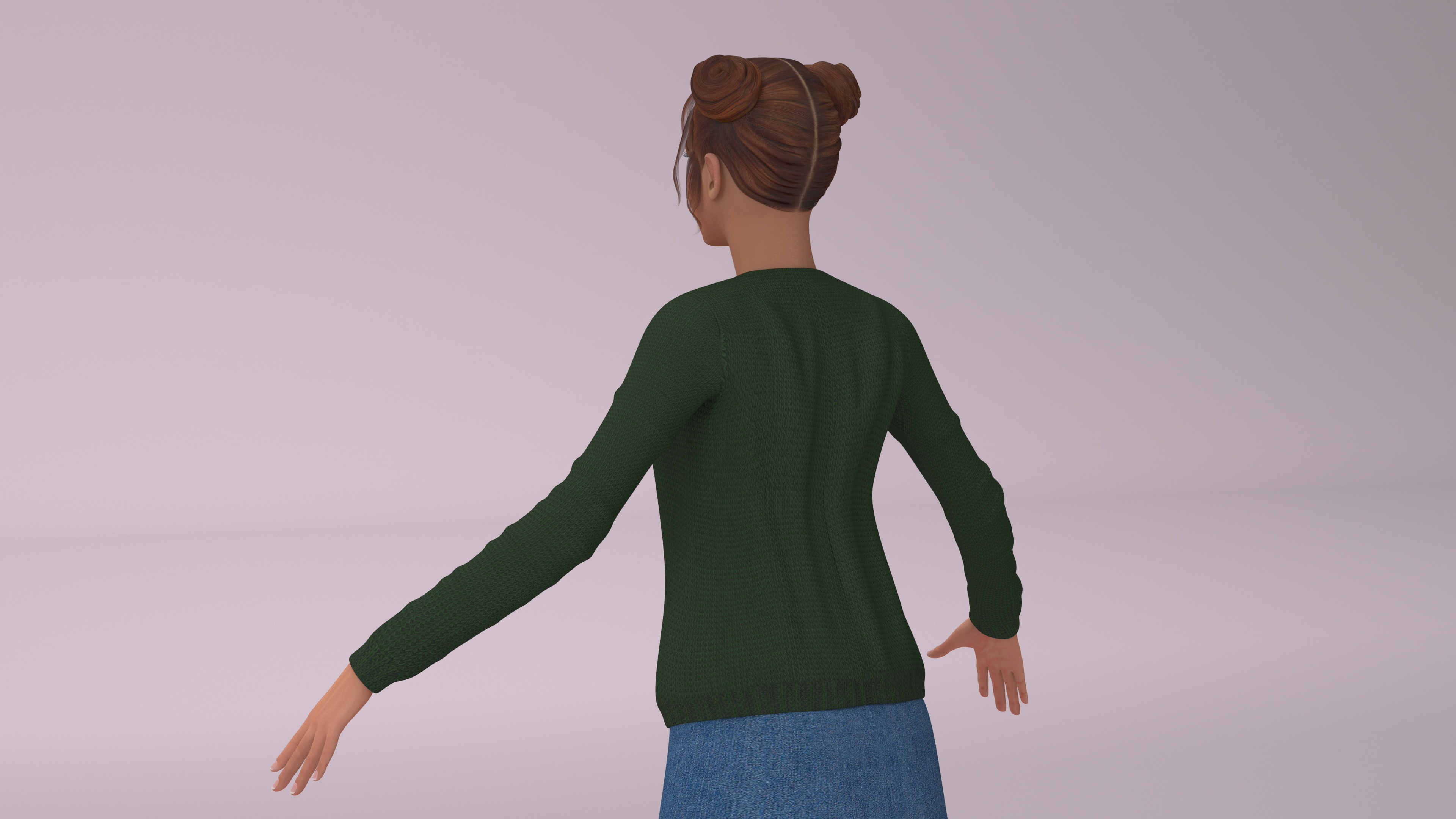 3D model Caucasian Woman T-pose with Handbag