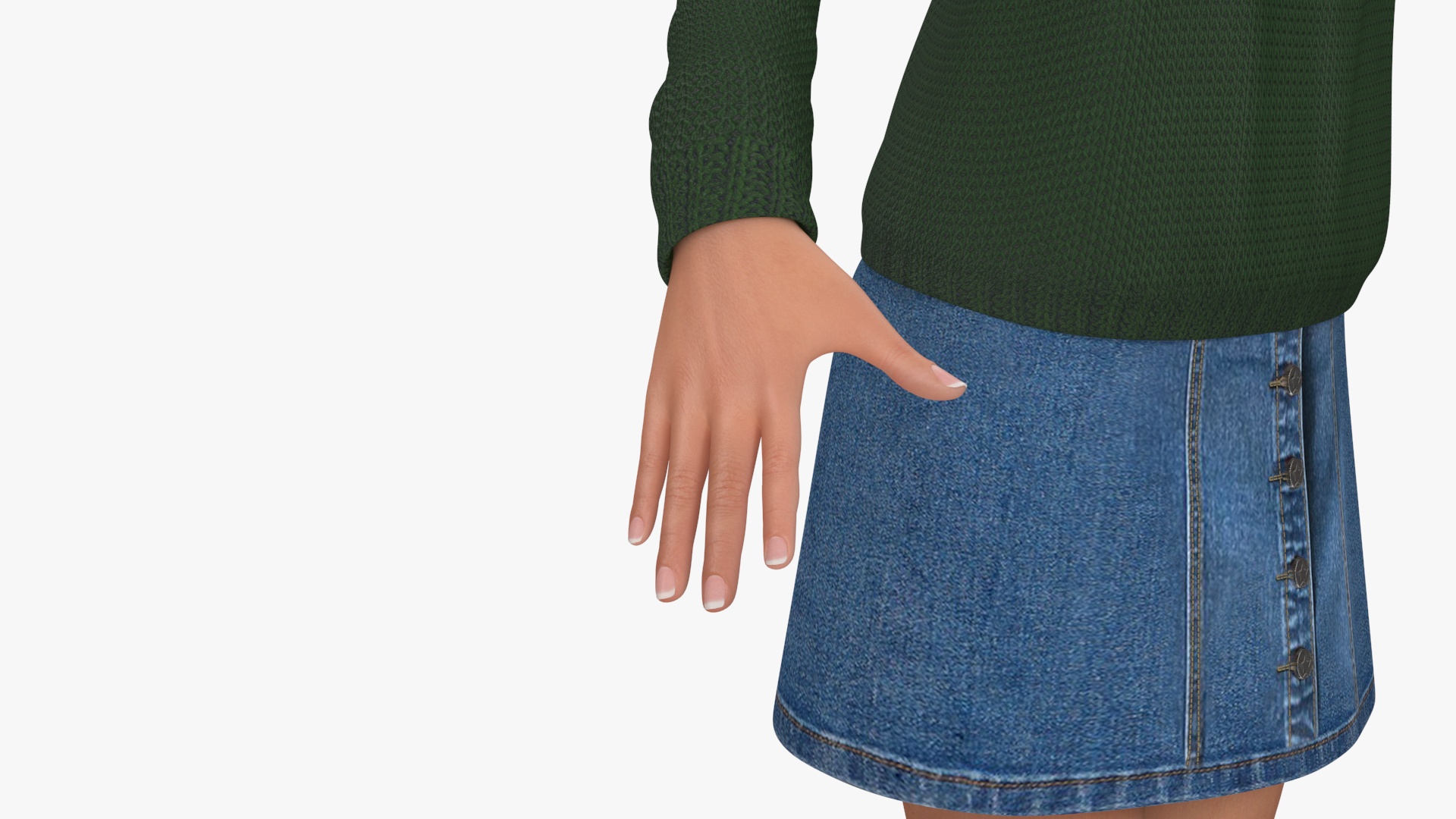 3D model Caucasian Woman T-pose with Handbag