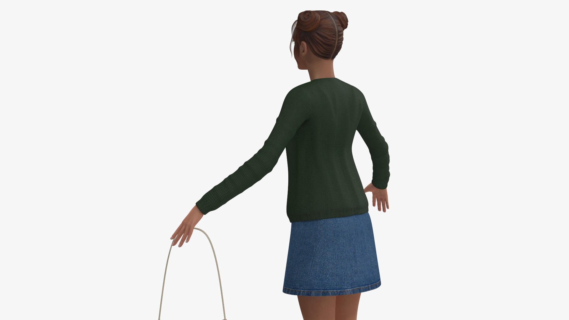 3D model Caucasian Woman T-pose with Handbag