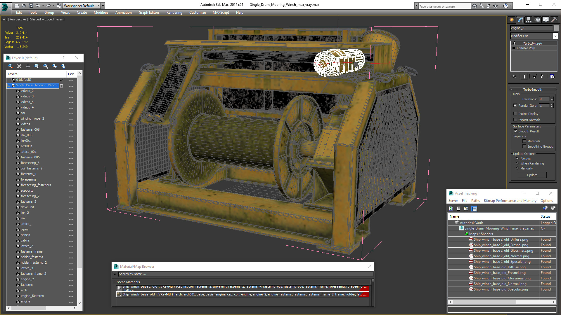 3D model Single Drum Mooring Winch