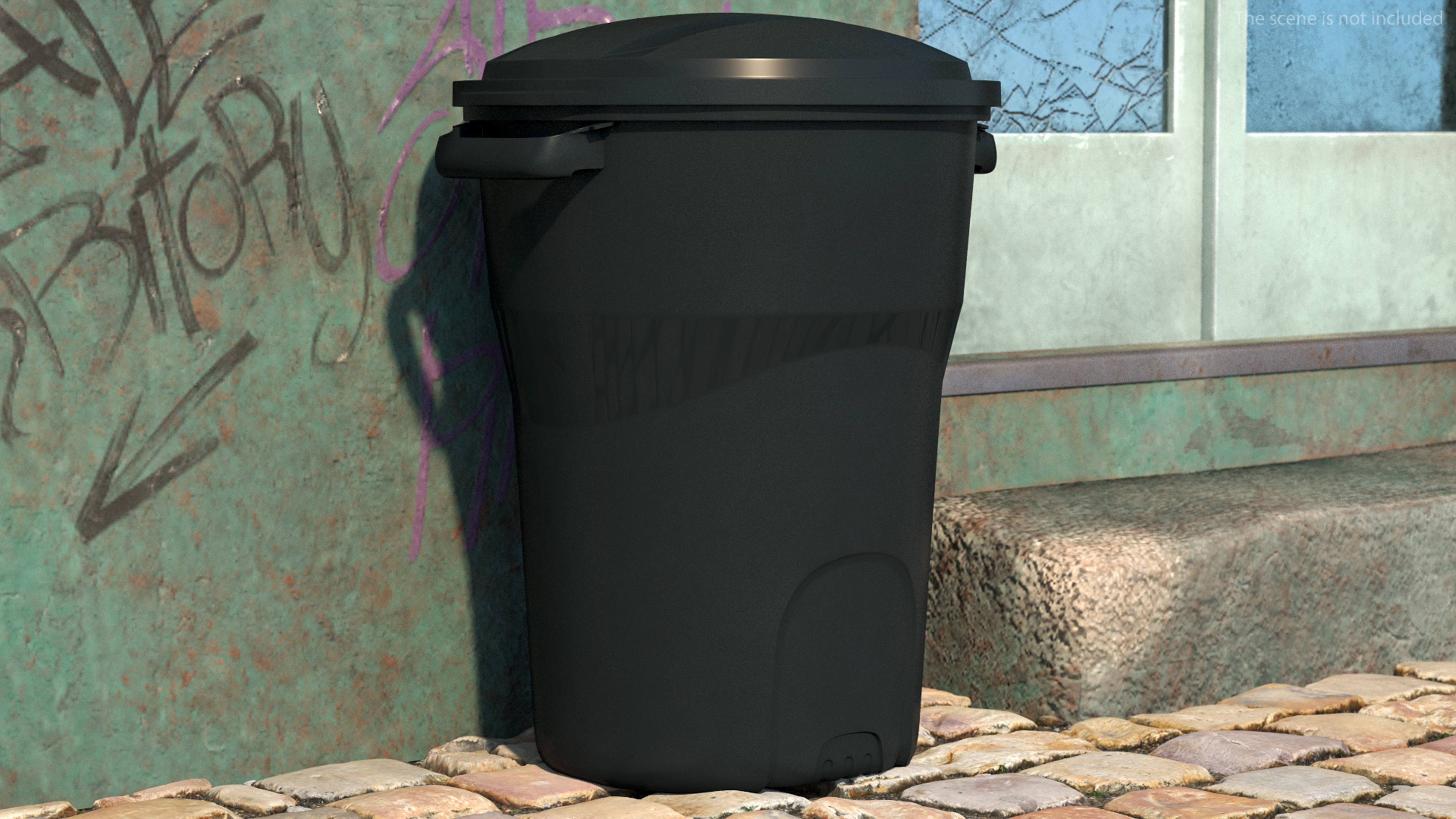 Black Round Rubbermaid Trash Can 3D