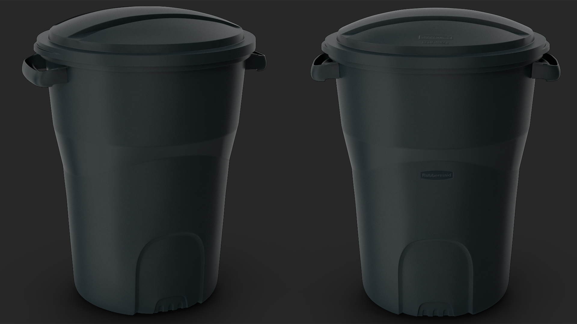 Black Round Rubbermaid Trash Can 3D