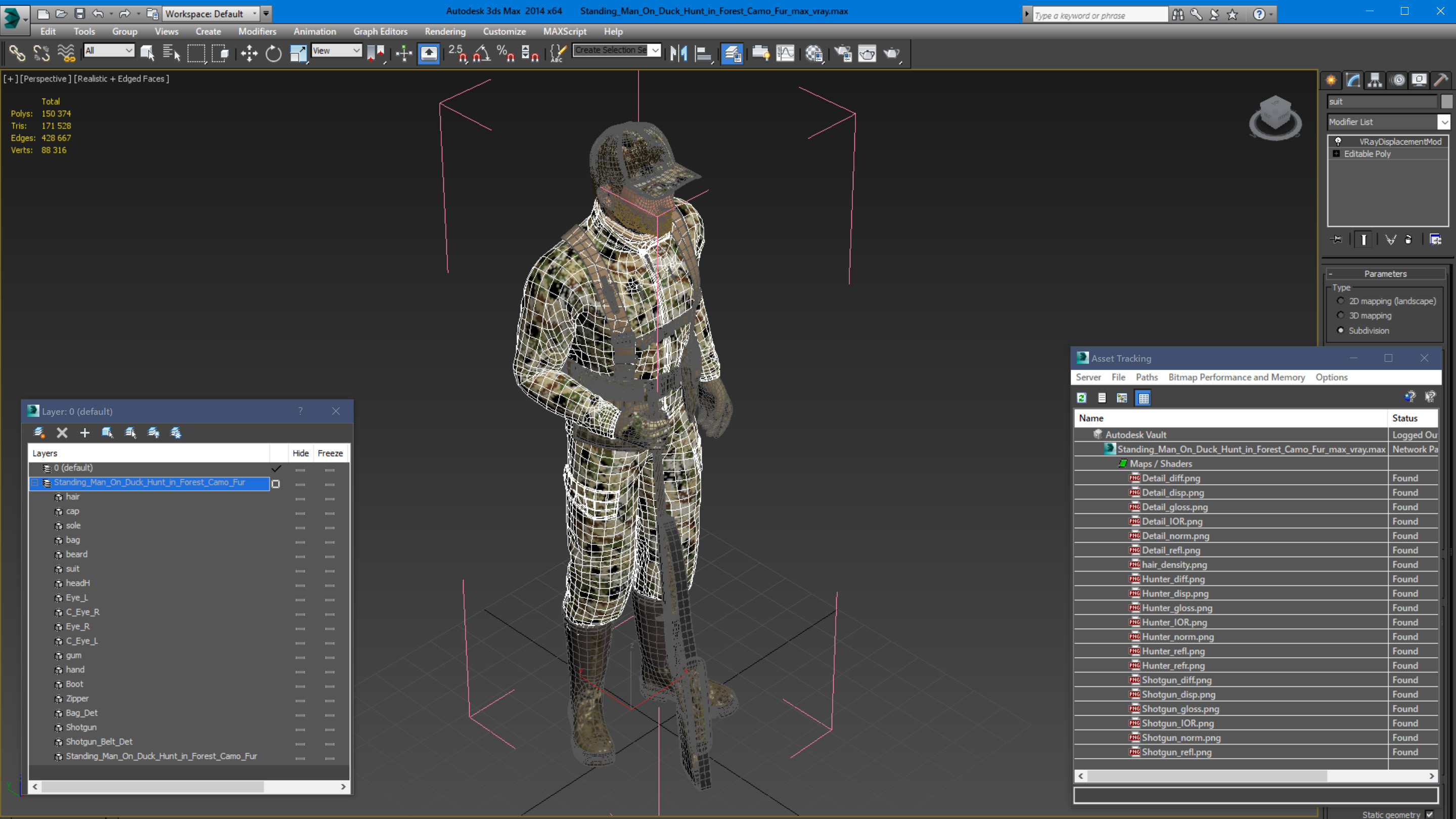 Standing Man On Duck Hunt in Forest Camo Fur 3D model