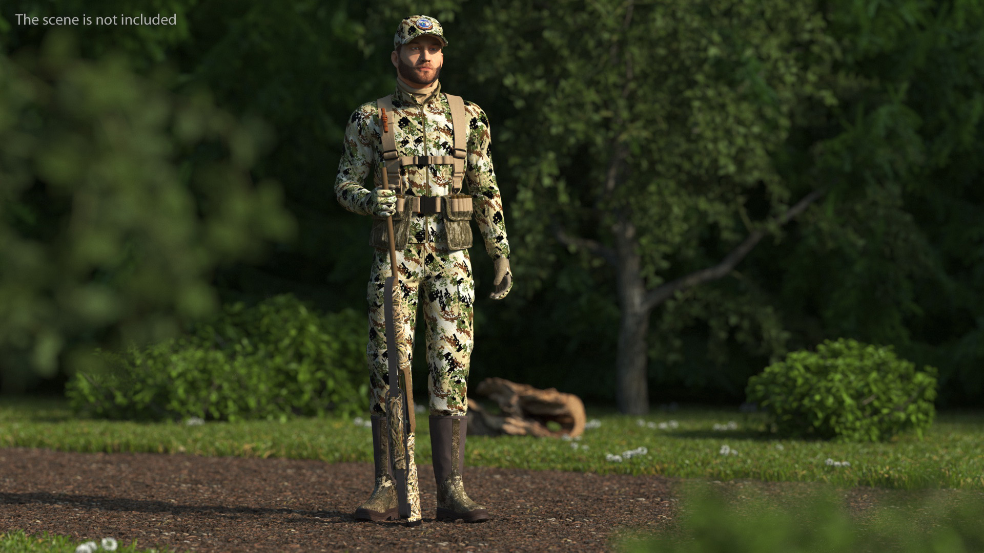 Standing Man On Duck Hunt in Forest Camo Fur 3D model