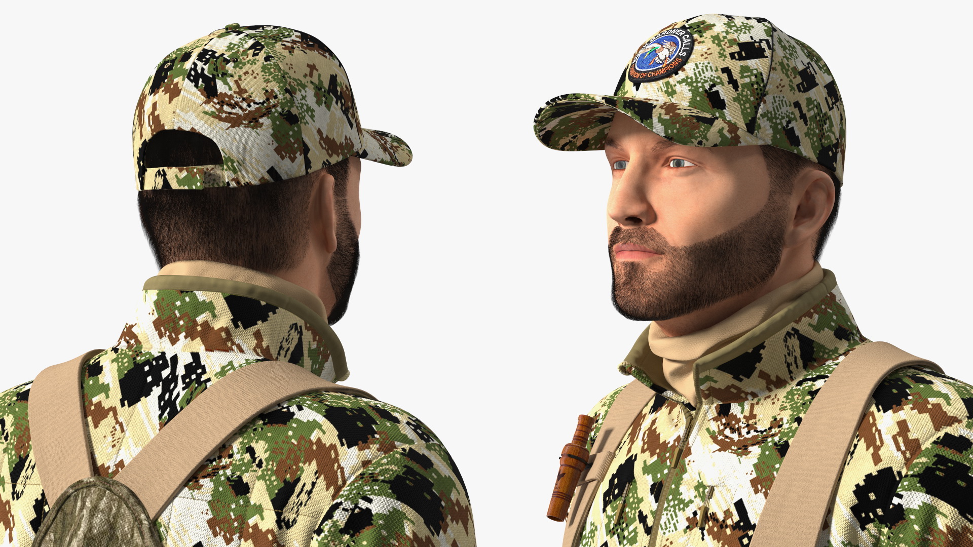 Standing Man On Duck Hunt in Forest Camo Fur 3D model