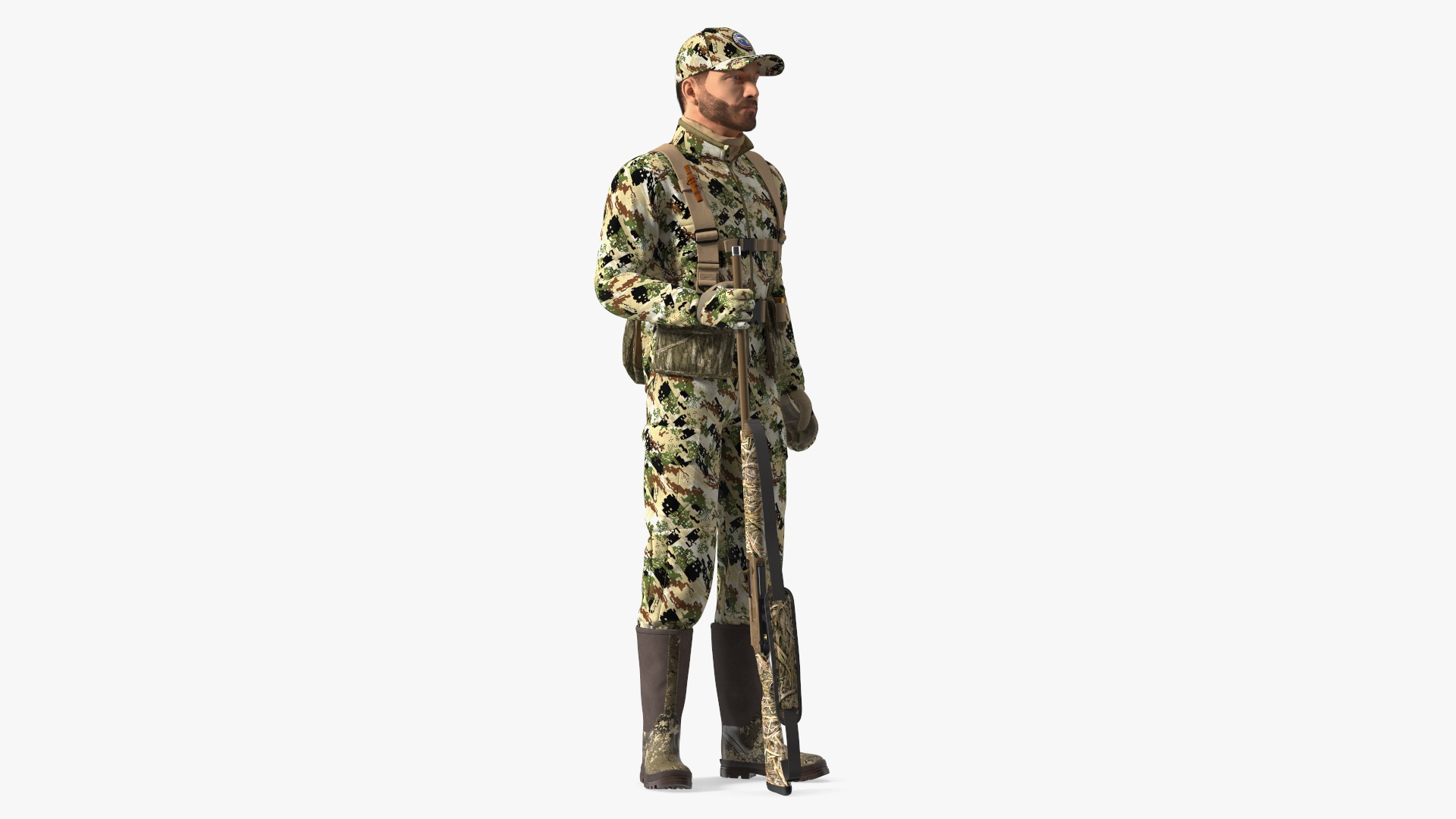 Standing Man On Duck Hunt in Forest Camo Fur 3D model