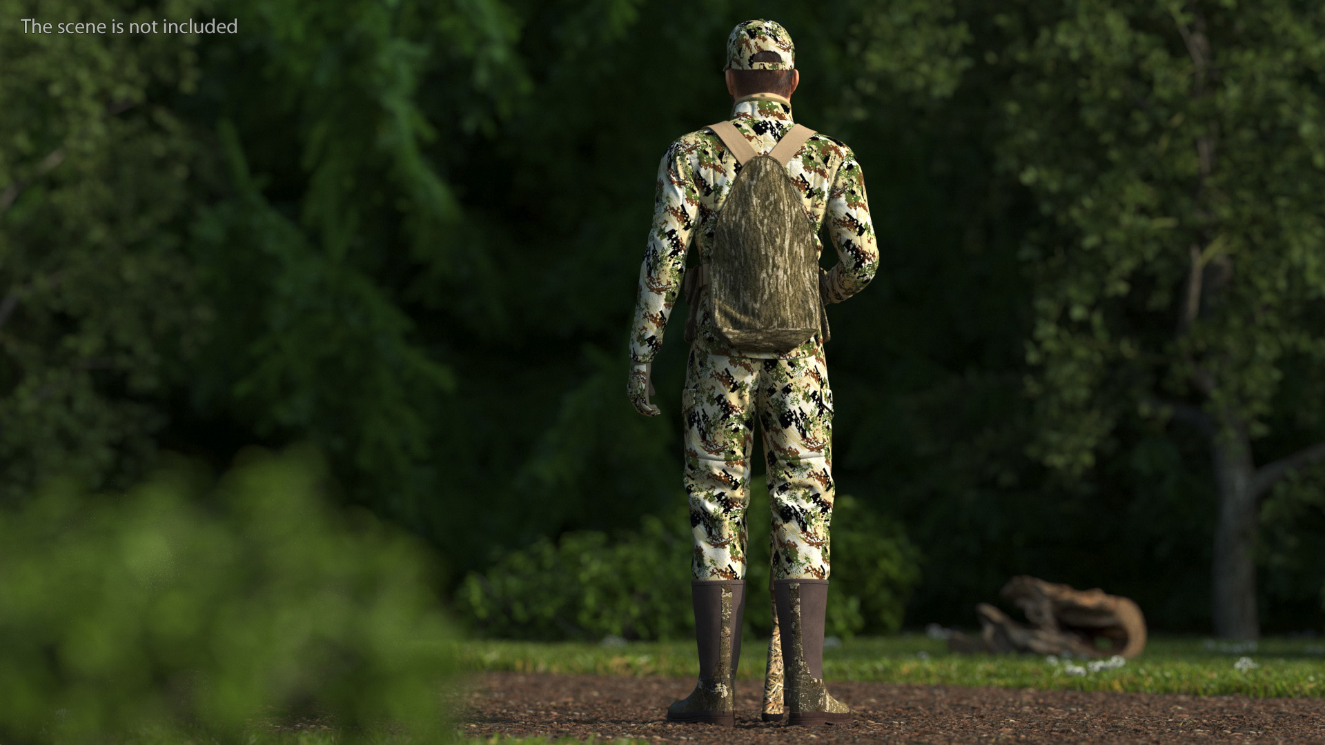 Standing Man On Duck Hunt in Forest Camo Fur 3D model