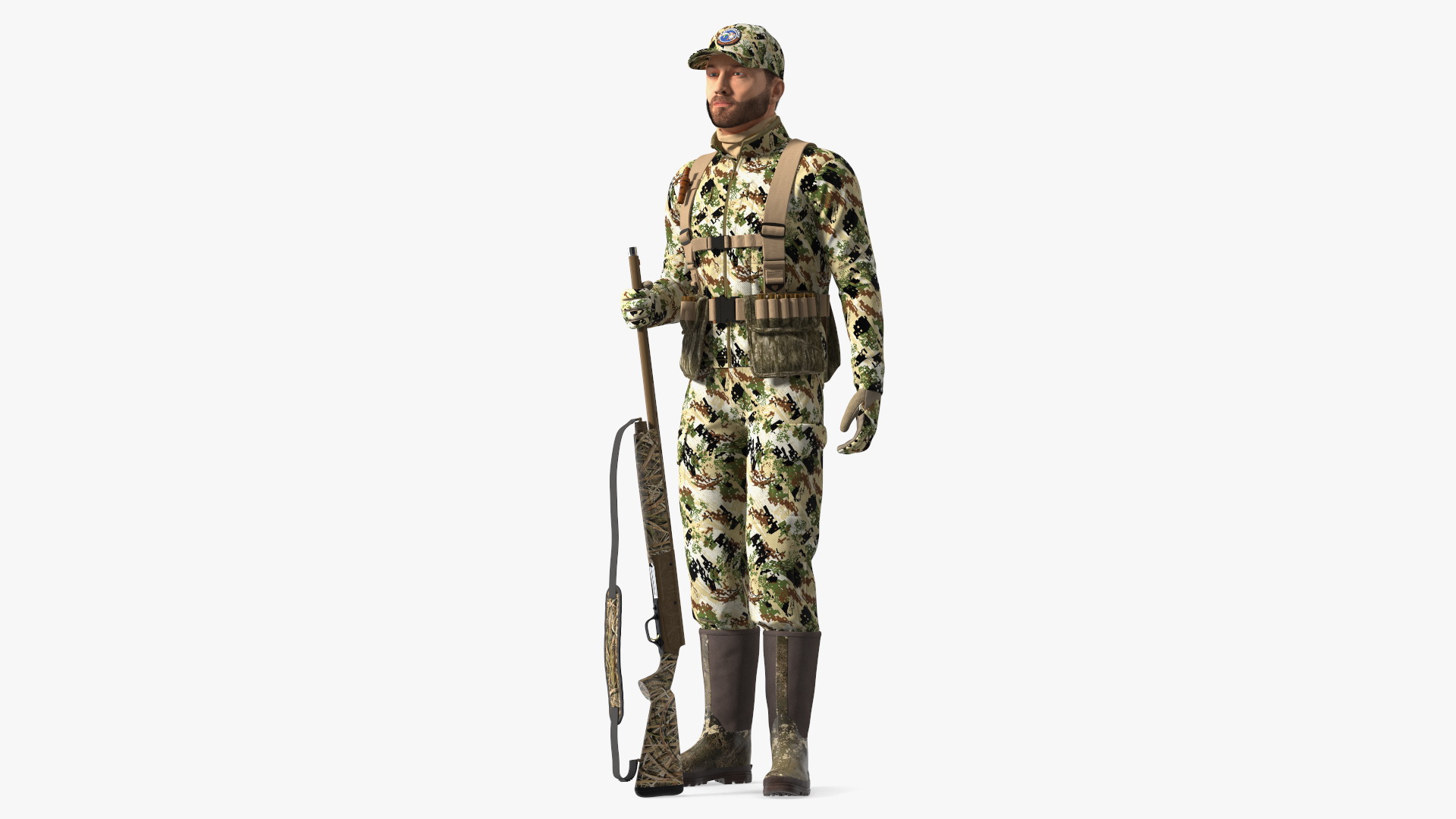 Standing Man On Duck Hunt in Forest Camo Fur 3D model