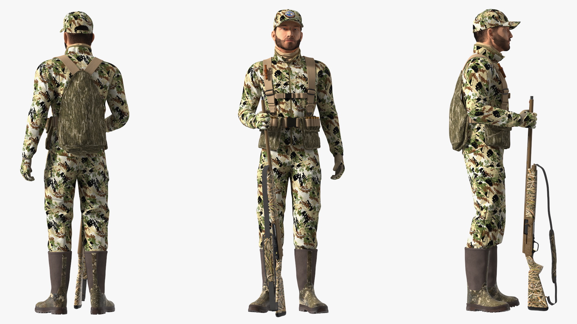 Standing Man On Duck Hunt in Forest Camo Fur 3D model