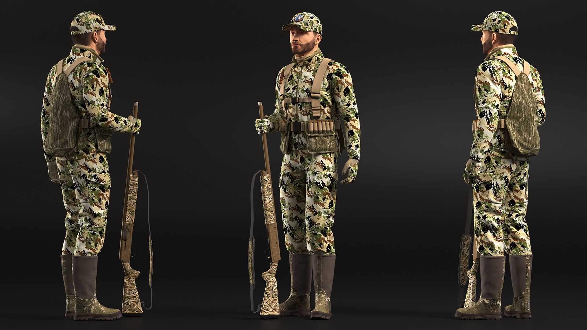 Standing Man On Duck Hunt in Forest Camo Fur 3D model