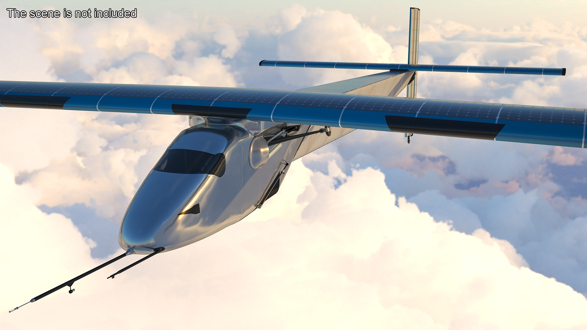 Solar Cargo Airplane Blue Rigged 3D