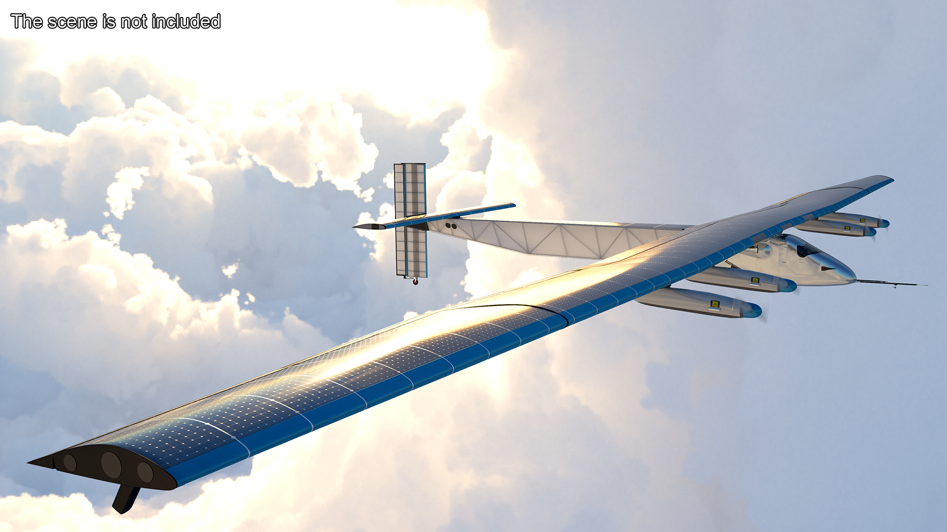 Solar Cargo Airplane Blue Rigged 3D