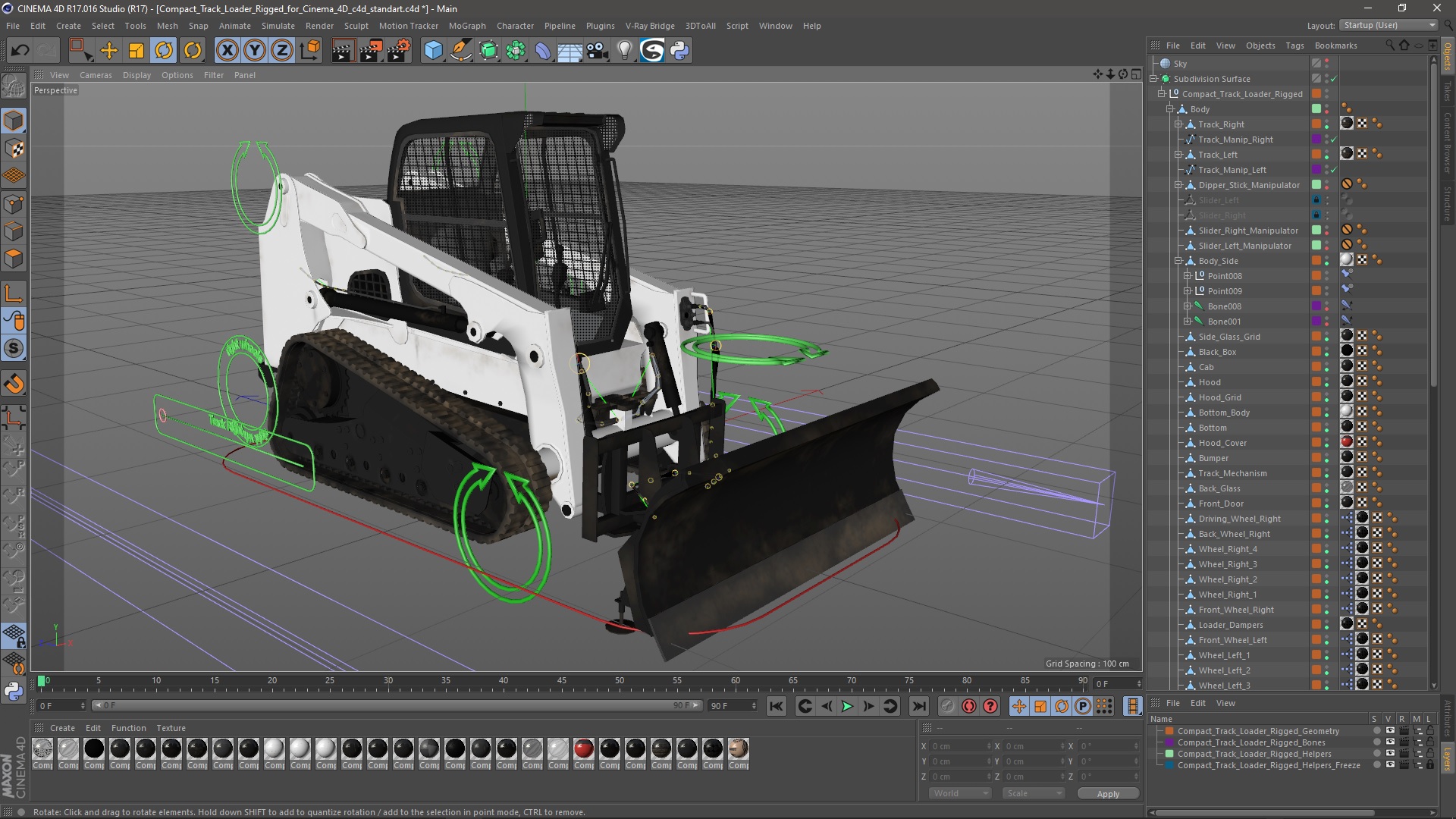 3D Compact Track Loader Rigged for Cinema 4D