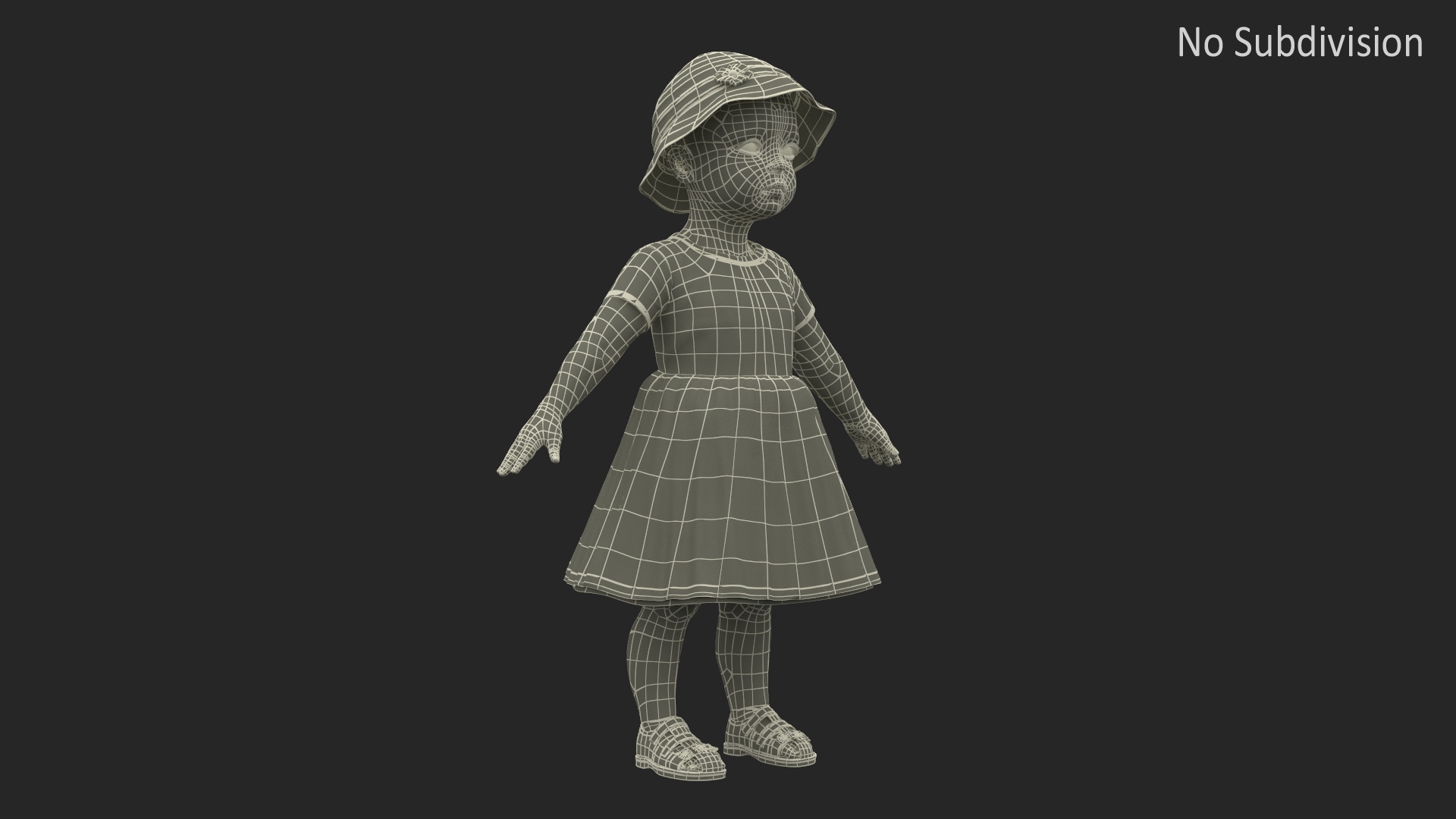 Little Girl Everyday Summer Dress Fur Rigged 3D model