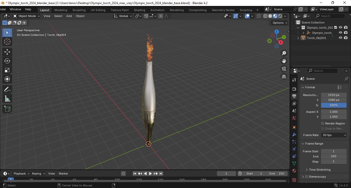 3D Olympic torch 2024 model