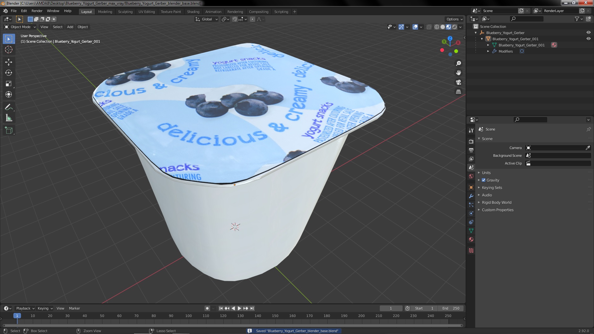 3D Blueberry Yogurt Gerber model