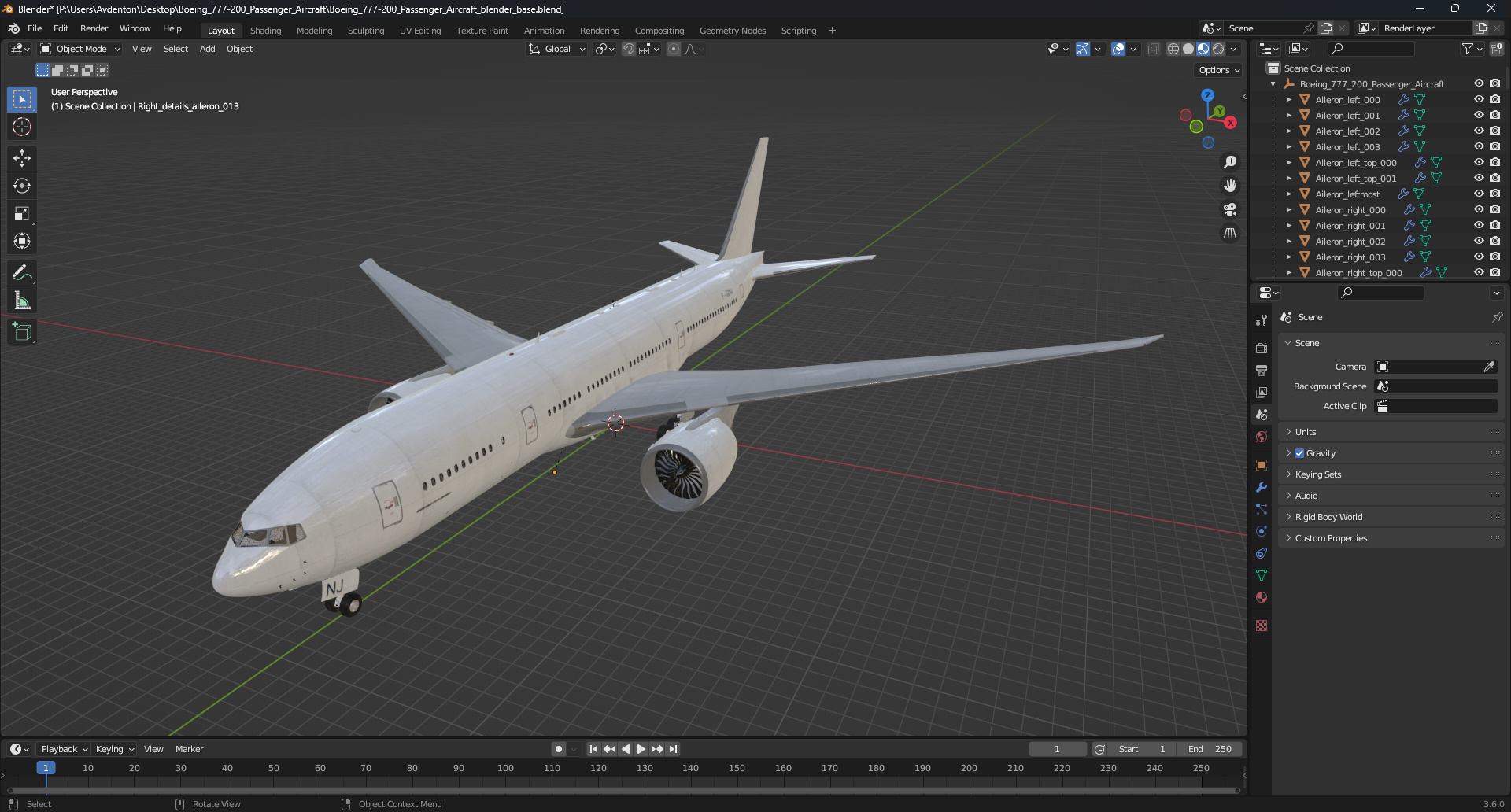 3D Boeing 777-200 Passenger Aircraft model